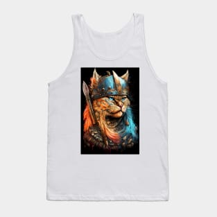 Viking Cat Portrait Painting Tank Top